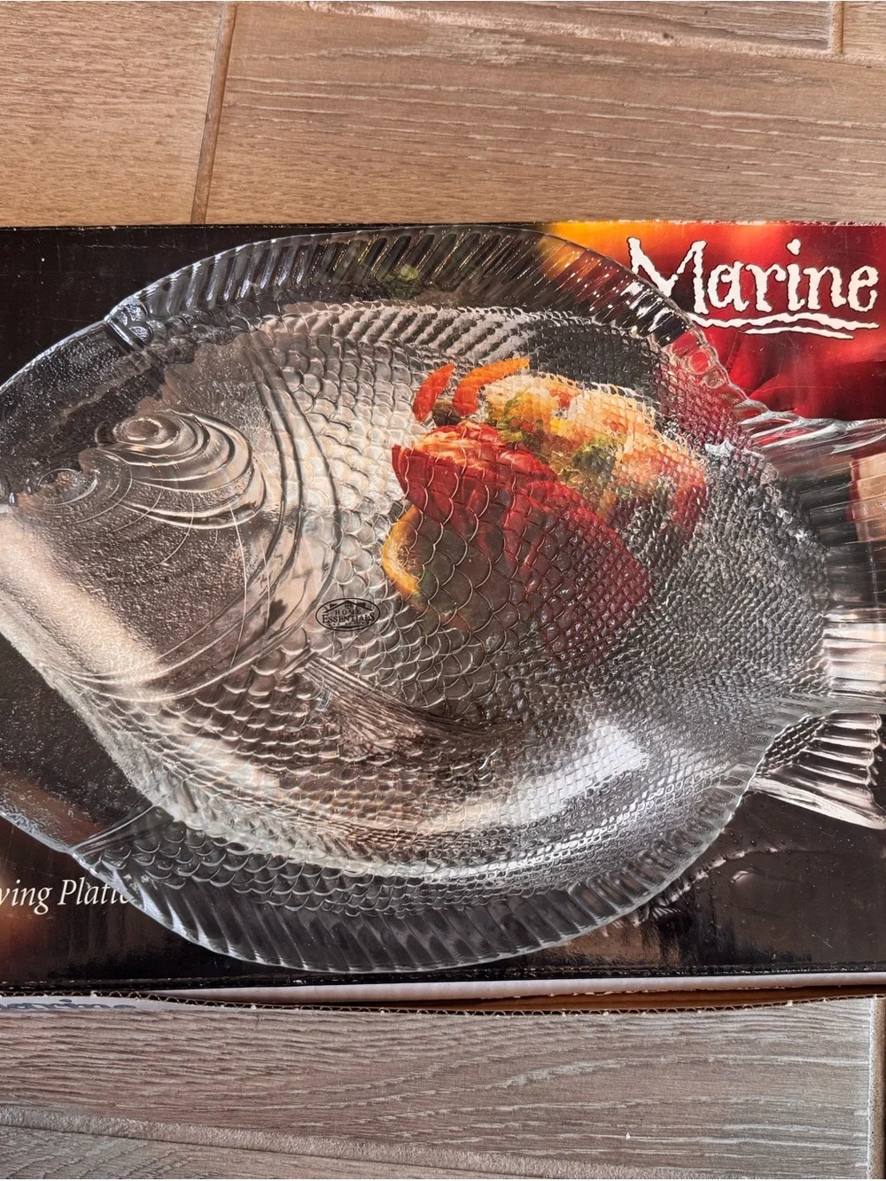 14” Serving Platter Clear Fish-Shaped Glass